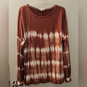 Knox Rose Rose and Cream Tie-Dye Long Sleeve Top